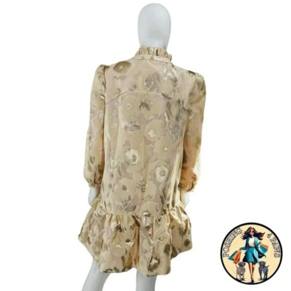 Tuckernuck NEW Champagne Fil Coupe Palmerston Formal Mini Dress Size S - Picture 6 of 10